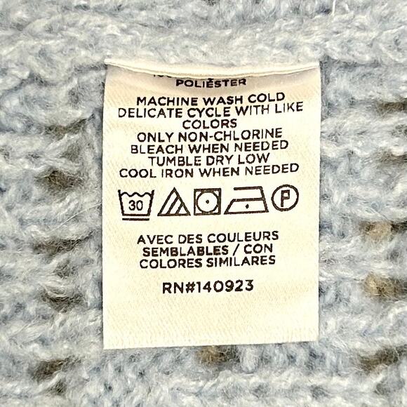 Ann Taylor LOFT Blue Pointelle Lace Knit Ruffle Feminine Long Sleeve Sweater NWT - Picture 9 of 10